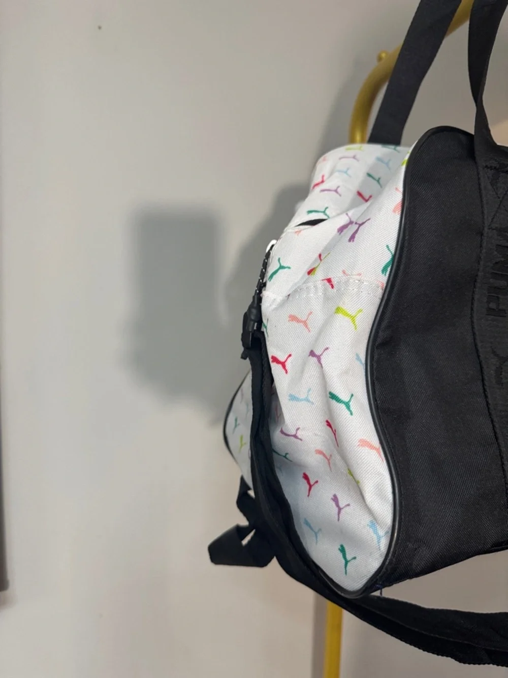 Puma Black Duffel Bag with Pink Logo and White Accents EUC - Picture 4 of 13